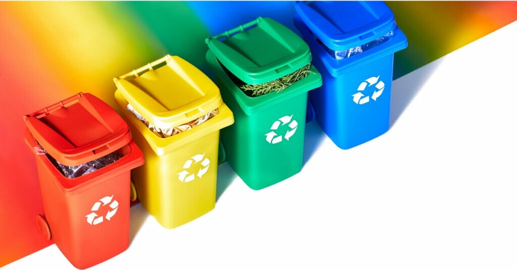 immagine con bidoni raccolta differenziata